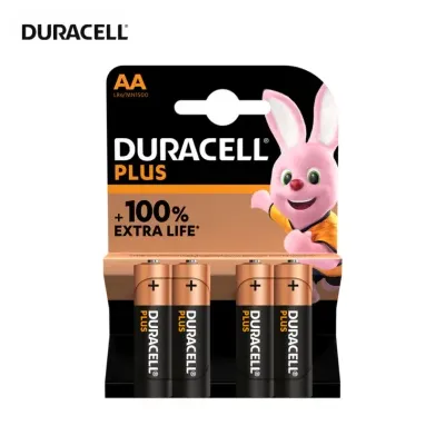 Piles AA Alcaline (4pcs) + 100% Plus Power (Alcaline) - Duracell