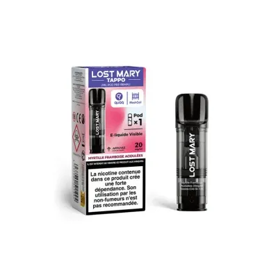 Pod Pré-rempli Tappo Myrtille Framboise acidulées 2ml (Nicotine:20 mg/ml) - Lost Mary