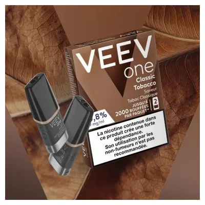 Paquet de 2 Pods pré-remplis Veev One Classic Tobacco (Nicotine:20 mg/ml) - VEEV