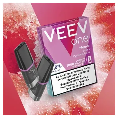 Paquet de 2 Pods pré-remplis Veev One Mauve (Nicotine:20 mg/ml) - VEEV