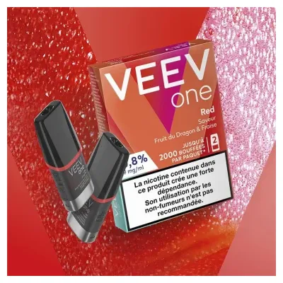 Paquet de 2 Pods pré-remplis Veev One Red (Nicotine:09 mg/ml) - VEEV