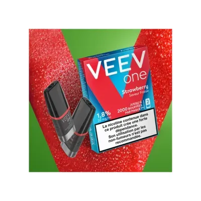 Paquet de 2 Pods pré-remplis Veev One Strawberry (Nicotine:20 mg/ml) - VEEV