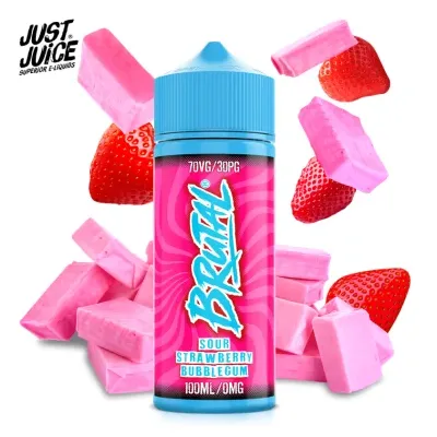 Sour Strawberry Bubble Gum 100ml (0mg) - Brutal by Just Juice