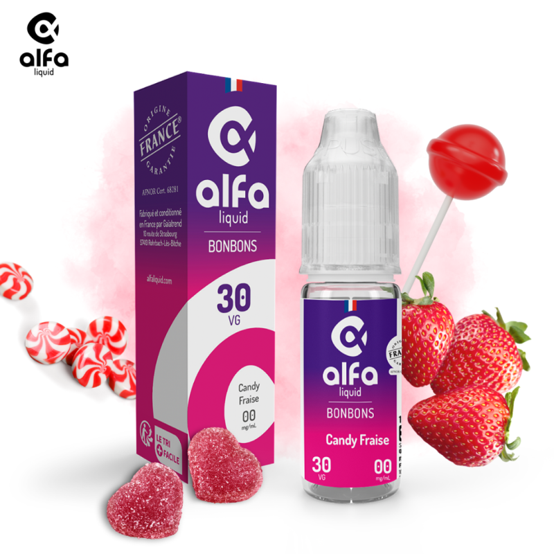 Alfaliquid Bonbons (0mg
                              70% / 30%) - Candy Fraise 10ml