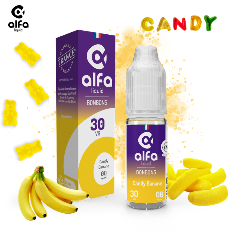 Alfaliquid Bonbons (12mg
                              70% / 30%) - Candy Banane 10ml