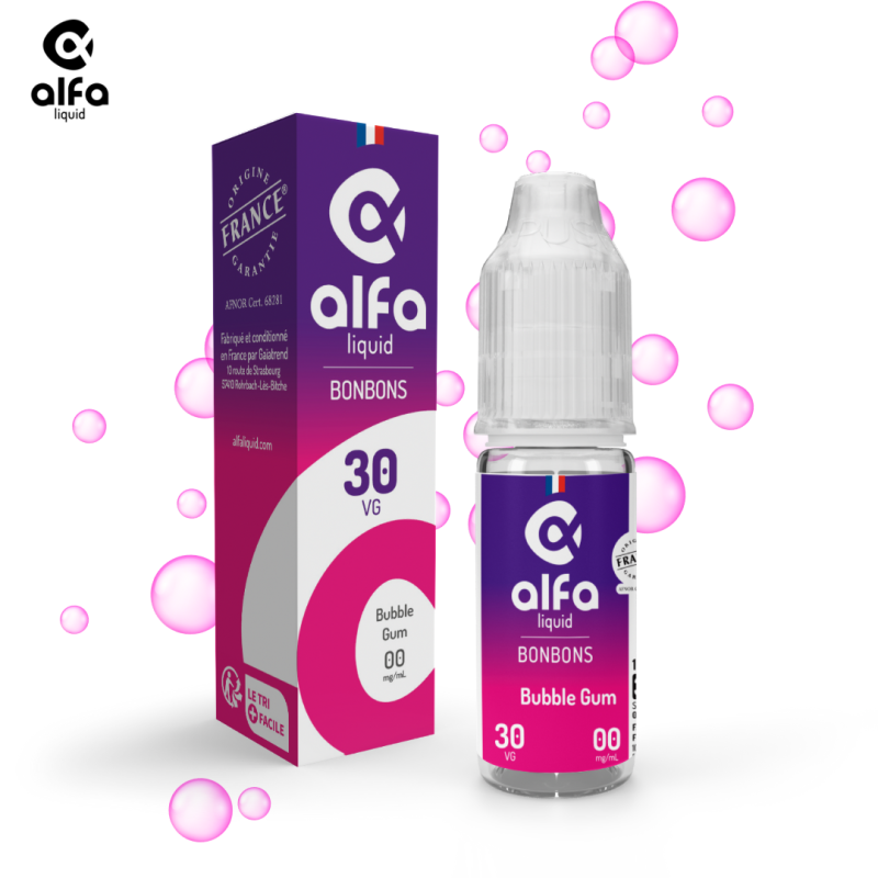 Alfaliquid Bonbons (0mg
                              70% / 30%) - Bubble Gum 10ml