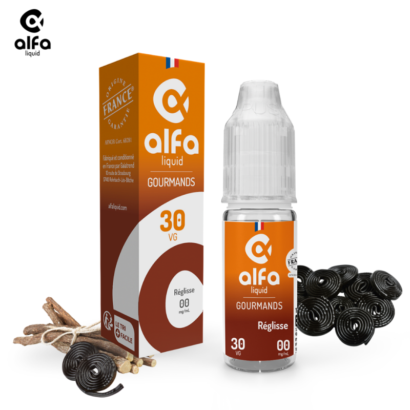Alfaliquid Gourmands (16mg
                              70% / 30%) - Réglisse 10ml