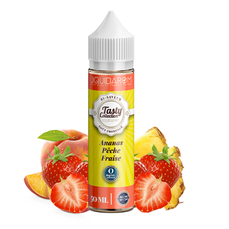 Ananas Peche Fraise 50ml (0mg) - Tasty by Liquidarom