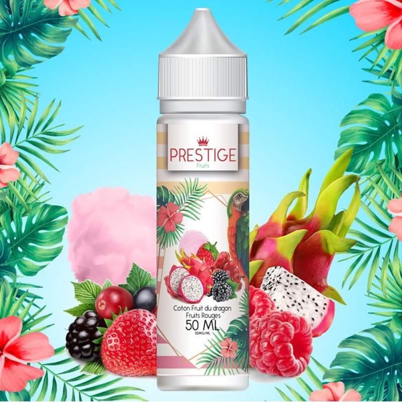 Cotton Candy Fruit du dragon, Fruits Rouges 50ml (0mg) - Prestige Fruits