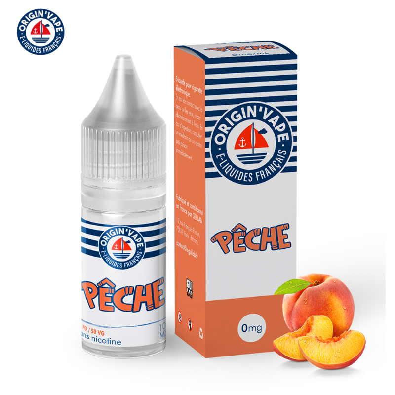 Pêche 10ml (Boite de 10) (6mg) - Origin'vape