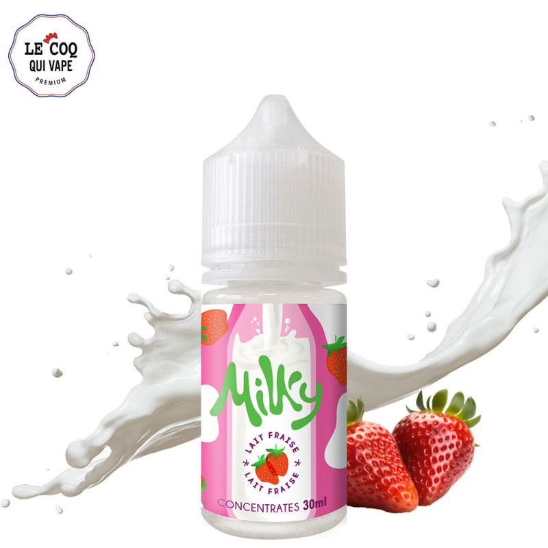 Concentré Milky Fraise 30ml (0mg) - Le Coq Qui Vape