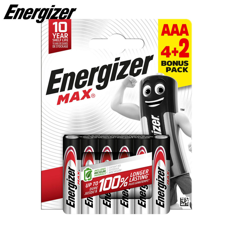 Piles Alcaline Power AAA LR03 (4+2) (Alcaline) - Energizer Max
