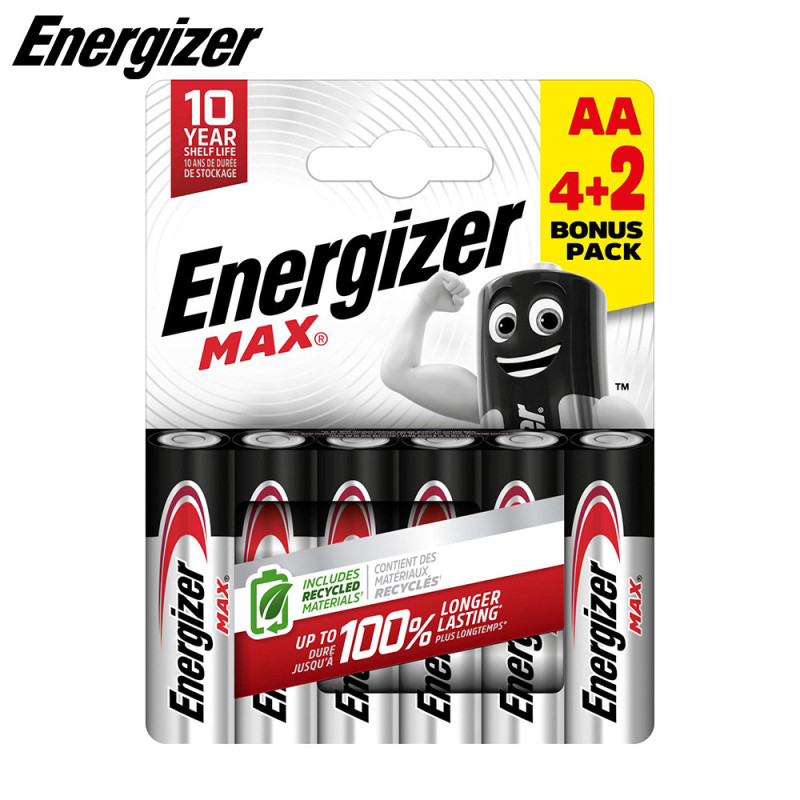 Piles Alcaline Power AA LR6 (4+2) (Alcaline) - Energizer Max