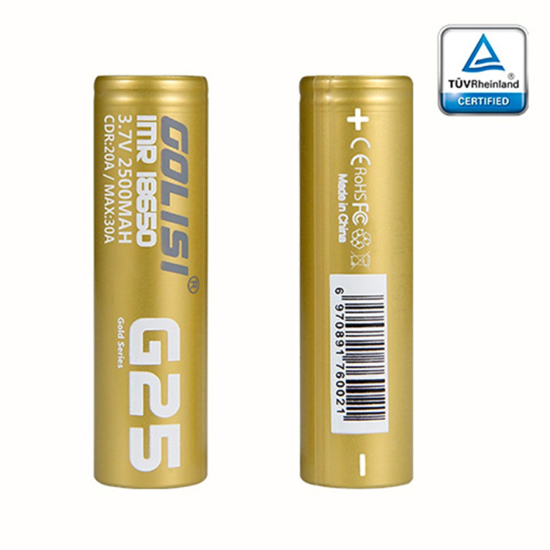 Accu G25 18650 2500mAh 20A (Boite de 2) (Golisi G25) - Golisi