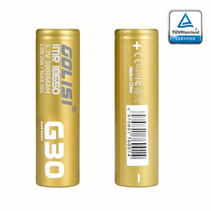 Accu G30 18650 3000mAh 20A (Boite de 2) (Golisi G30) - Golisi