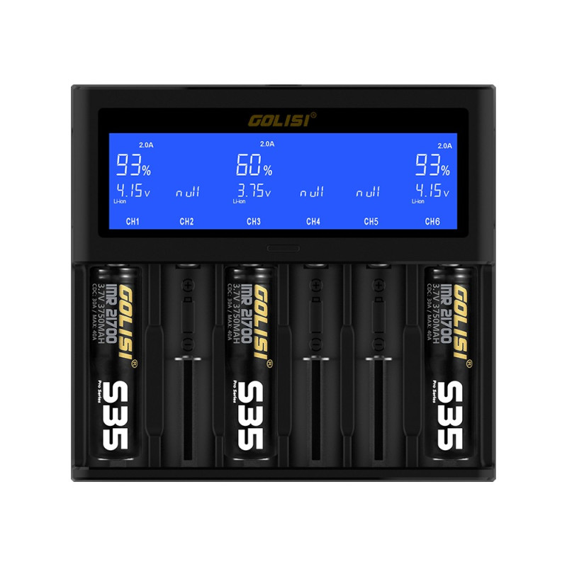 Chargeur d'accus S6 LCD (Noir) - Golisi