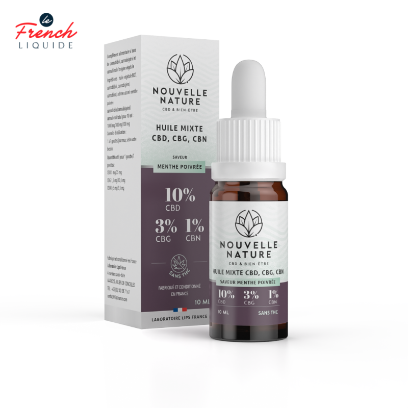 Huile Menthe Poivré CBD (10% CBD 3% CBG 1% CBN) - Nouvelle Nature by Le French Liquide