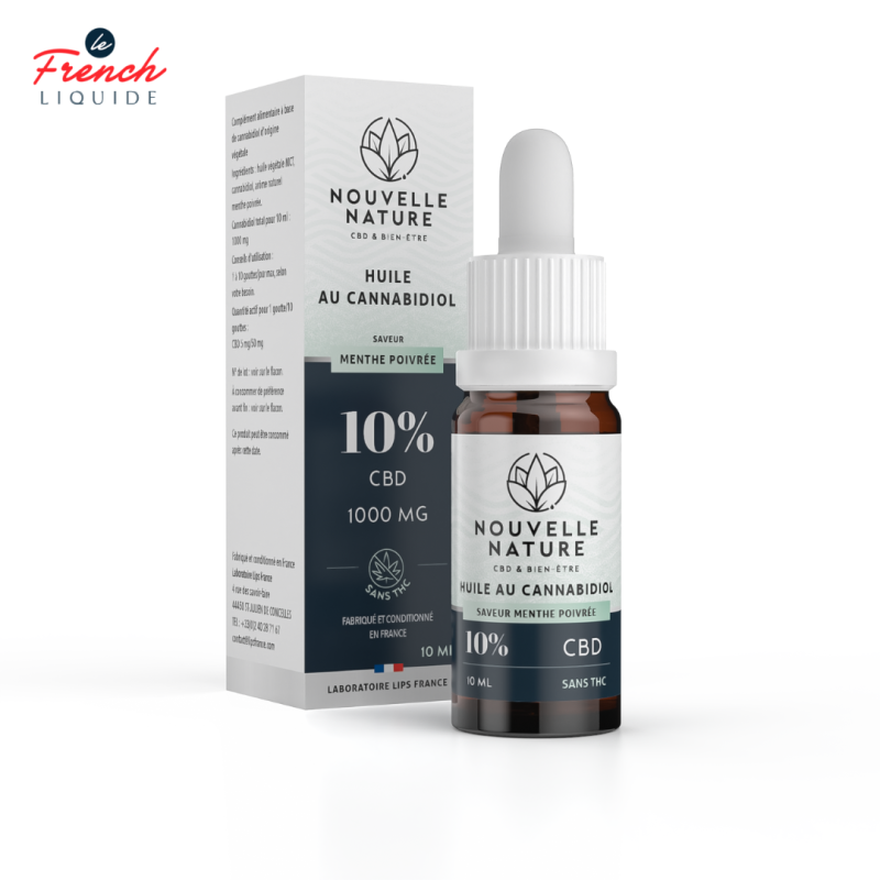Huile Menthe Poivré CBD 10ml (10% CBD) - Nouvelle Nature by Le French Liquide
