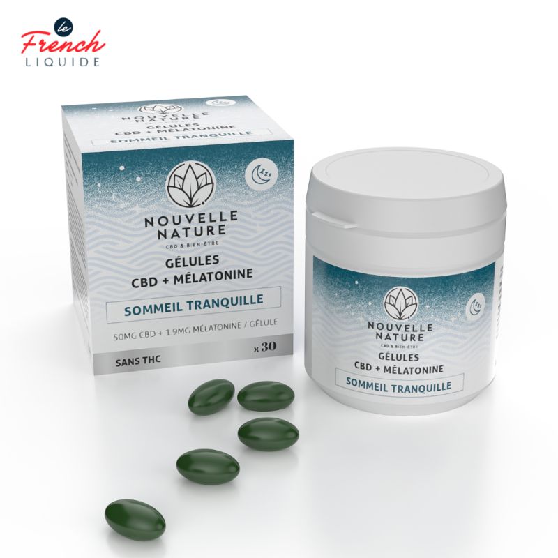 Soft Gel sans THC x 30 (500mg CBD + 1.9g mélatonine) - Nouvelle Nature by Le French Liquide
