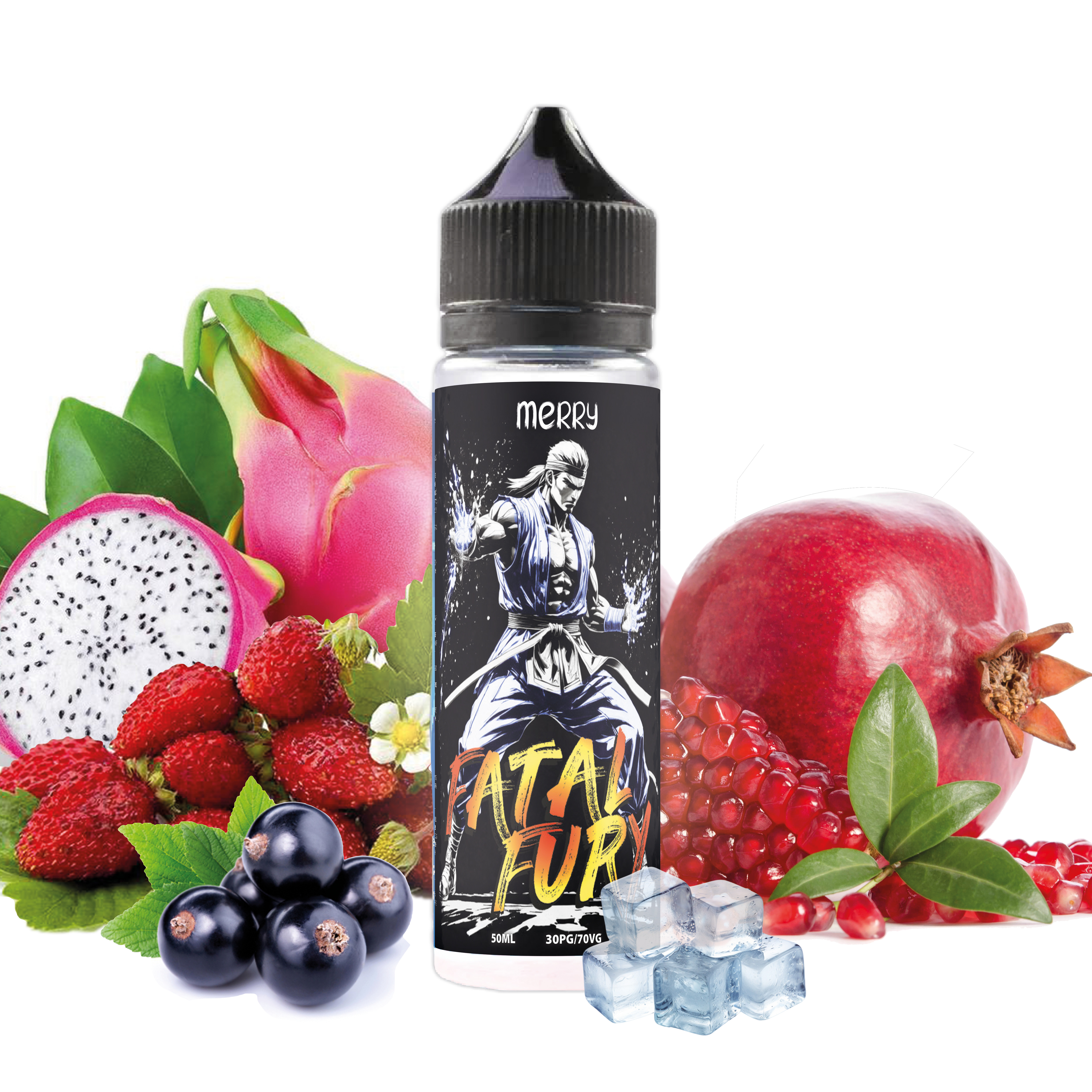 Merry - Fatal Fury 50ml, Cassis, Grenade, Fraise des bois, Kiwi, Frais