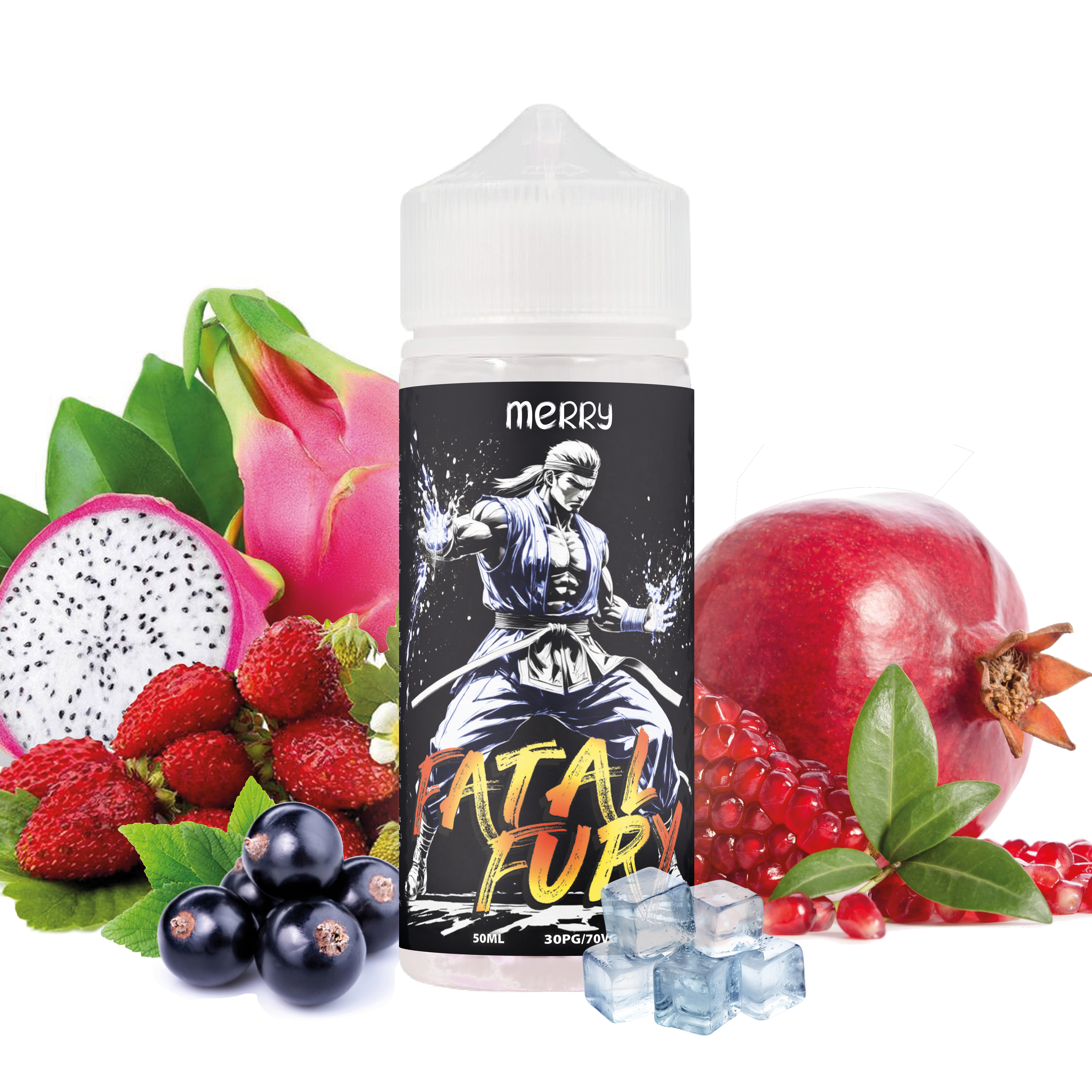 Merry - Fatal Fury 100ml, Cassis, Grenade, Fraise des bois, Kiwi, Frais