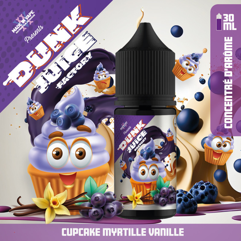 Concentré Cupcake Myrtille Vanille 30ml Dunk Juice Factory - Made in Vape