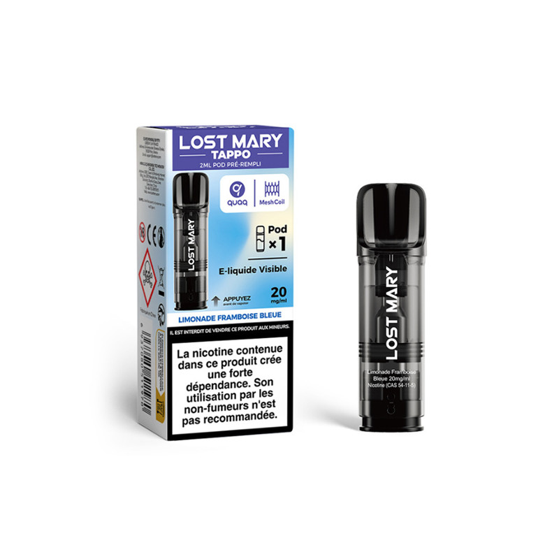 Pod Pré-rempli Tappo Limonade Framboise Bleue 2ml (Nicotine:20 mg/ml) - Lost Mary