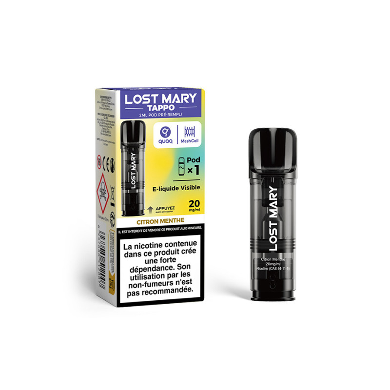 Pod Pré-rempli Tappo Citron Menthe 2ml (Nicotine:20 mg/ml) - Lost Mary