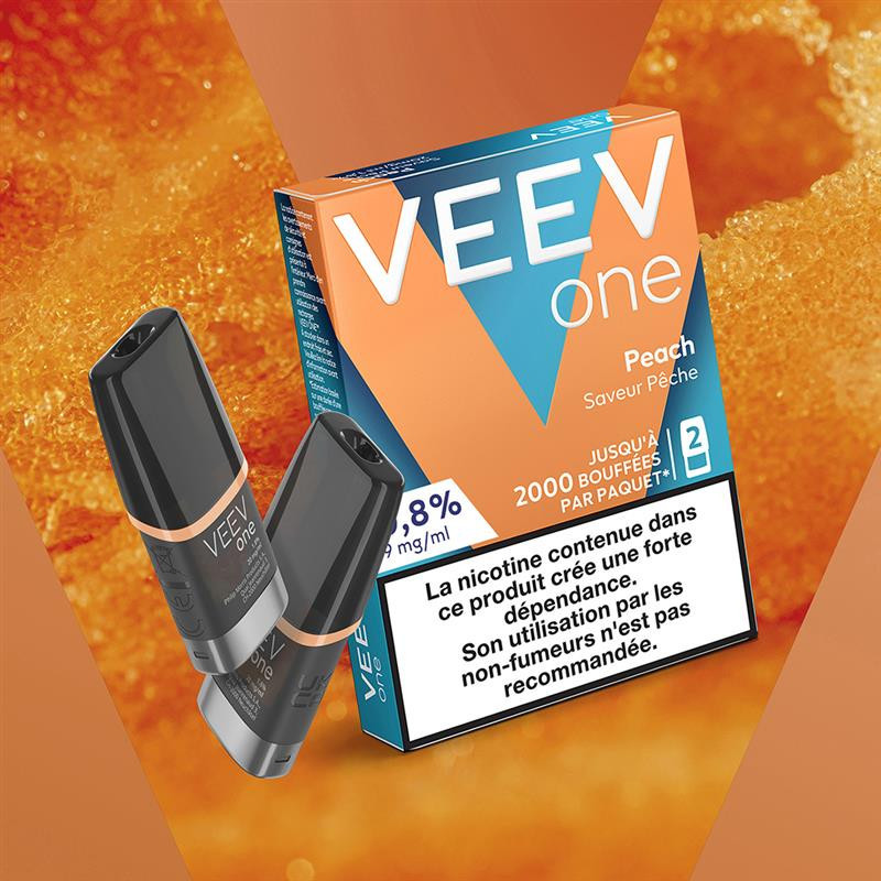 Paquet de 2 Pods pré-remplis Veev One Peach (Nicotine:20 mg/ml) - VEEV