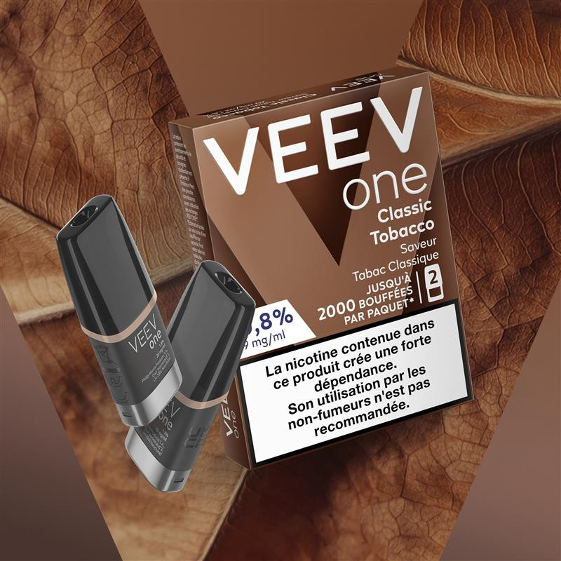 Paquet de 2 Pods pré-remplis Veev One Classic Tobacco (Nicotine:20 mg/ml) - VEEV