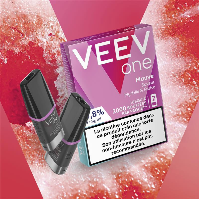 Paquet de 2 Pods pré-remplis Veev One Mauve (Nicotine:20 mg/ml) - VEEV
