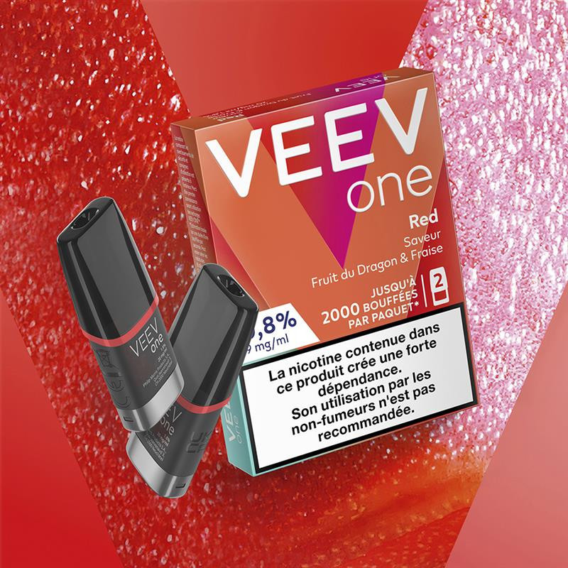 Paquet de 2 Pods pré-remplis Veev One Red (Nicotine:09 mg/ml) - VEEV