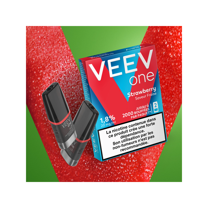 Paquet de 2 Pods pré-remplis Veev One Strawberry (Nicotine:20 mg/ml) - VEEV