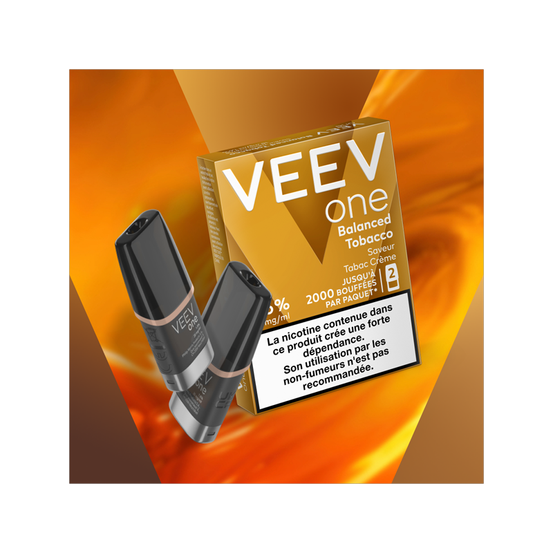 Paquet de 2 Pods pré-remplis Veev One Balanced Tobacco (Nicotine:18 mg/ml) - VEEV