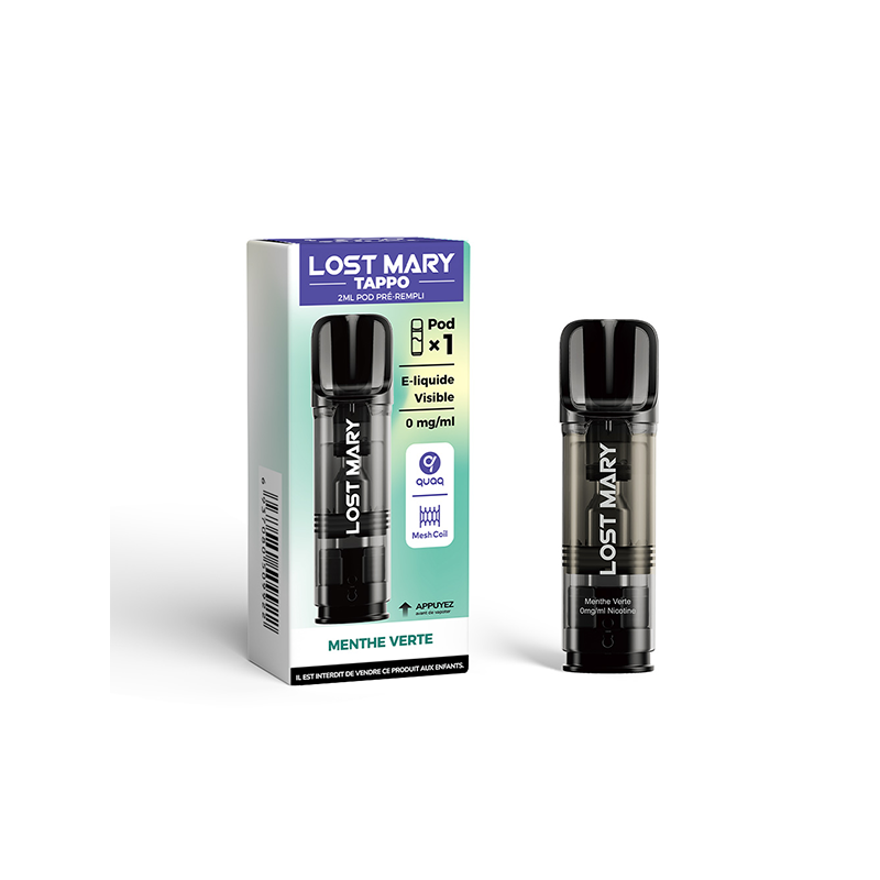 Pod Pré-rempli Tappo Menthe Verte 2ml (Nicotine:10 mg/ml) - Lost Mary