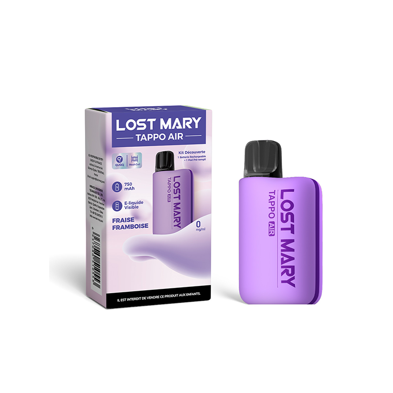 Kit Découverte Tappo Air Purple/Fraise Framboise (Nicotine:10 mg/ml) - Lost Mary