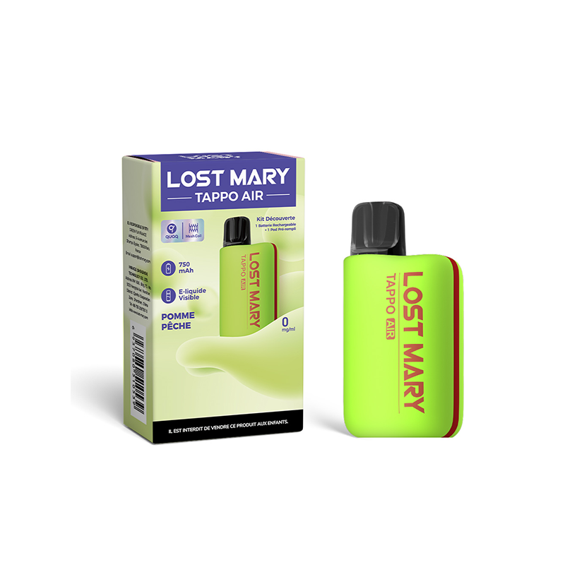 Kit Découverte Tappo Air Green/Pomme Pêche (Nicotine:10 mg/ml) - Lost Mary