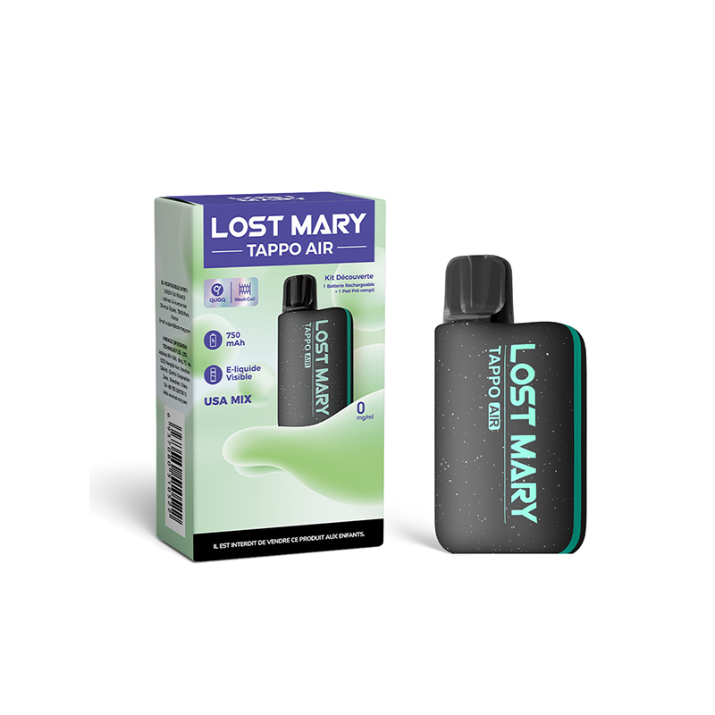 Kit Découverte Tappo Air Black /USA Mix- Lost Mary (Nicotine:10 mg/ml) - Lost Mary