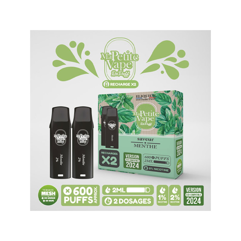 Pod de remplacement pré-remplis 2ml (pack de 2) (Nicotine:10 mg/ml, Déclinaison:Cola Ice) - Ma Petite Vape