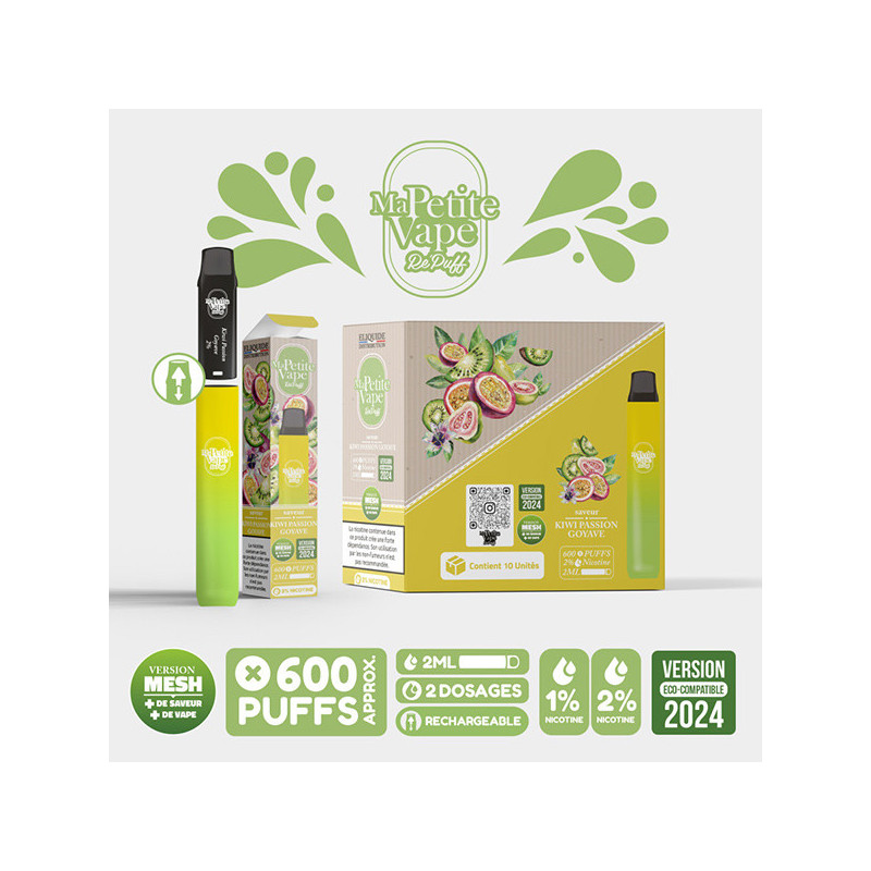 Re Puff Kiwi Passion Goyave Ma Petite Vape 600 (Nicotine:10 mg/ml) - Ma Petite Vape