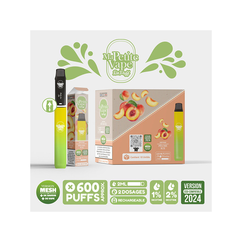 Re Puff Pêche Ice Ma Petite Vape 600 (Nicotine:10 mg/ml) - Ma Petite Vape
