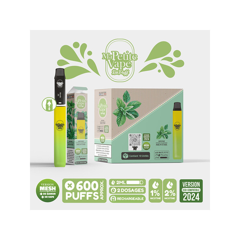 Re Puff Menthe Ma Petite Vape 600 (Nicotine:10 mg/ml) - Ma Petite Vape