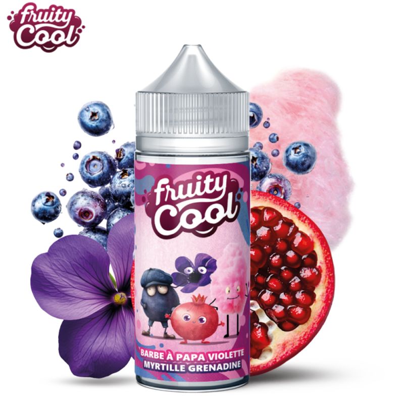 Barba à Papa Violette Myrtille Grenadine 100ml (0mg) - Fruity Cool