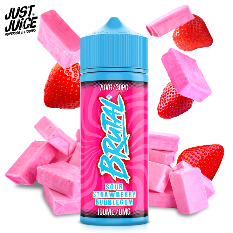Sour Strawberry Bubble Gum 100ml (0mg) - Brutal by Just Juice